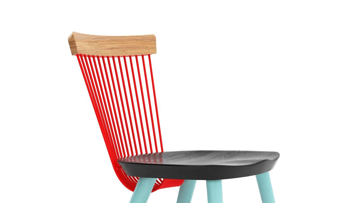 Modern Hayche WW Chair CS3, Stained Oak & Metal Rods, UK, Made to Order For Sale