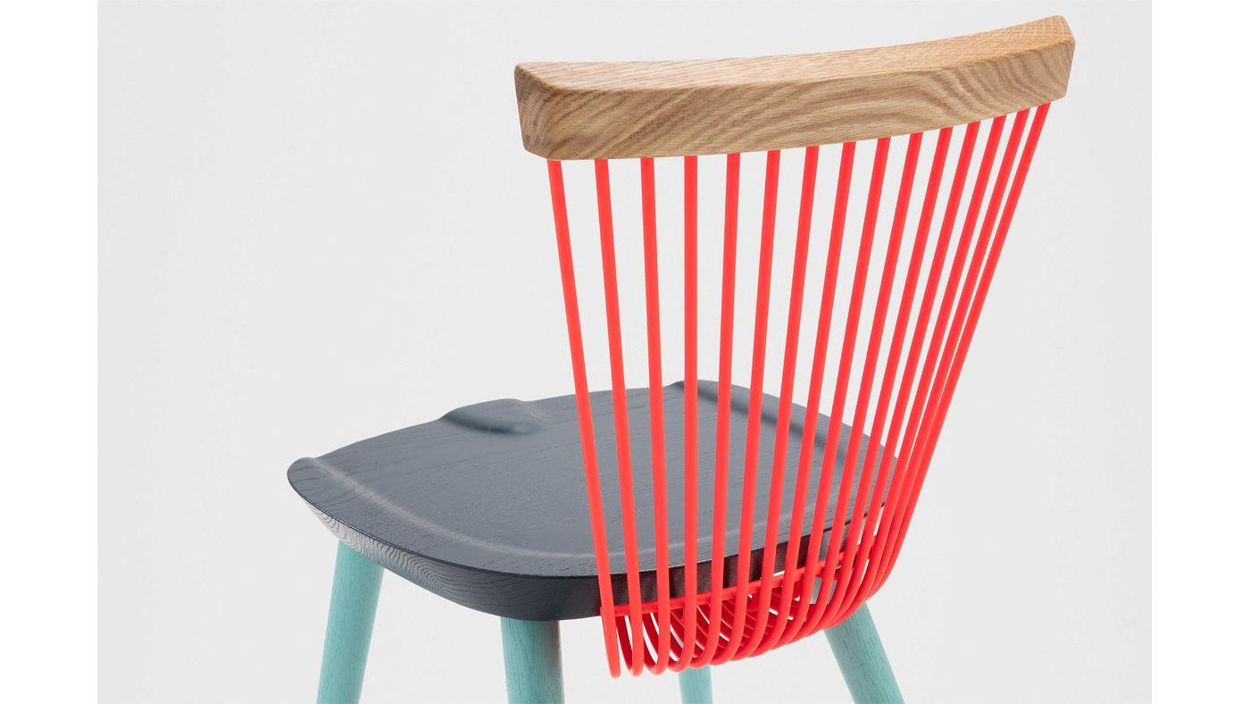 Painted Hayche WW Chair CS3, Stained Oak & Metal Rods, UK, Made to Order For Sale