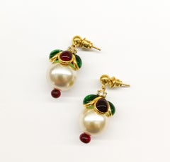 'WW' Collection poured glass, gilt and pearl drop 'Harlequin' earrings, 2019.