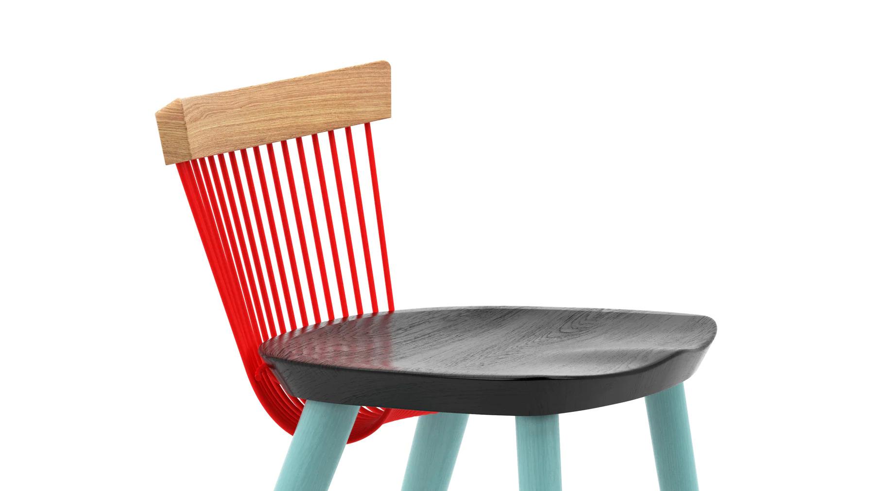 Based on a modern Windsor design, the WW counter stool, where the first 'W' stands for Windsor and the second for Wire is an iconic piece of furniture. Produced from solid oak with the unique 'wire' backrest formed from mild steel rods which are