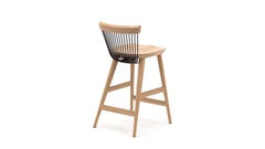 WW Counter Stool, Natural Oak & Powder Coated Metal Rods
