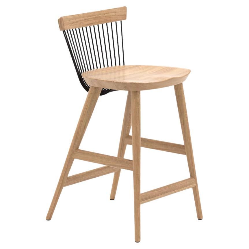 Hayche WW Counter Stool, Oak & Black, UK, Made To order For Sale