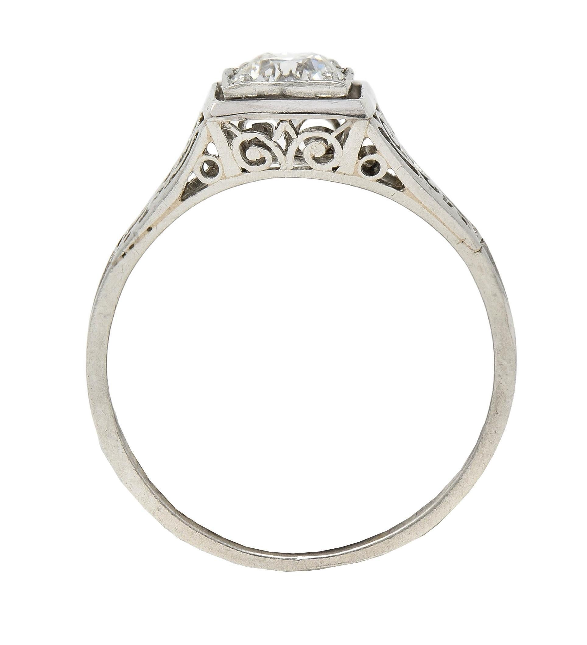W.W. Fulmer & Co. 0.46 CTW Diamond Platinum Antique Heart Engagement Ring 5