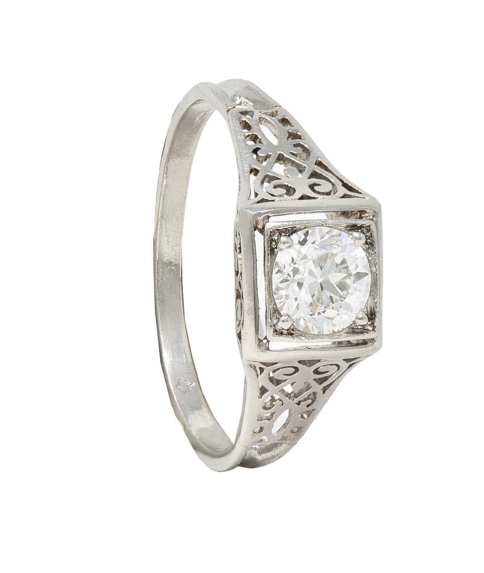 W.W. Fulmer & Co. 0.46 CTW Diamond Platinum Antique Heart Engagement Ring 6