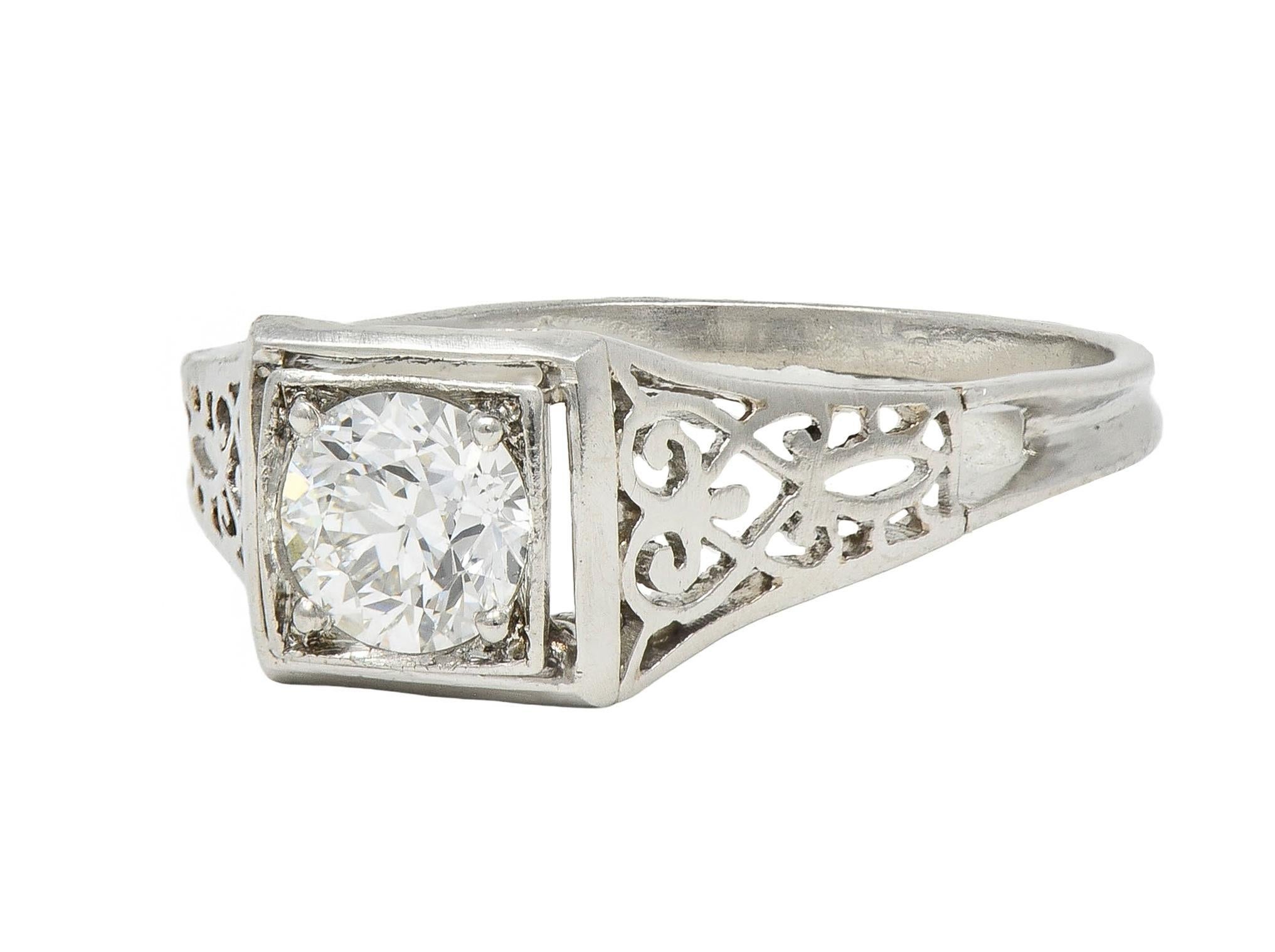 W.W. Fulmer & Co. 0.46 CTW Diamond Platinum Antique Heart Engagement Ring 2