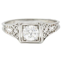 W.W. Fulmer & Co. 0.46 CTW Diamond Platinum Antique Heart Engagement Ring