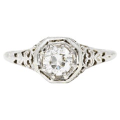 W.W. Fulmer & Co. 0.48 Carats Diamond 19 Karat White Gold Engagement Ring