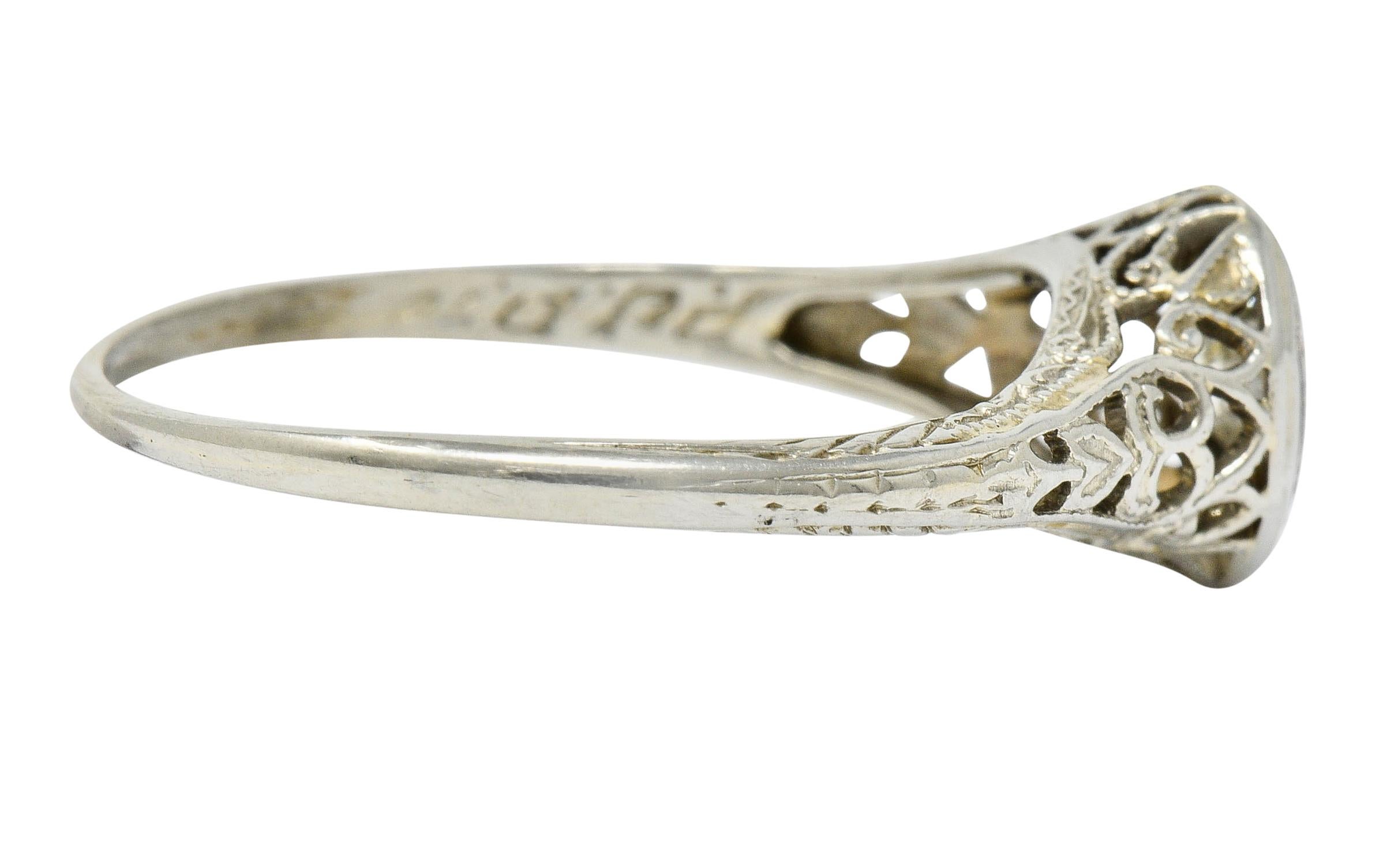 Edwardian W.W. Fulmer & Co. Diamond 18 Karat White Gold Octagonal Engagement Ring