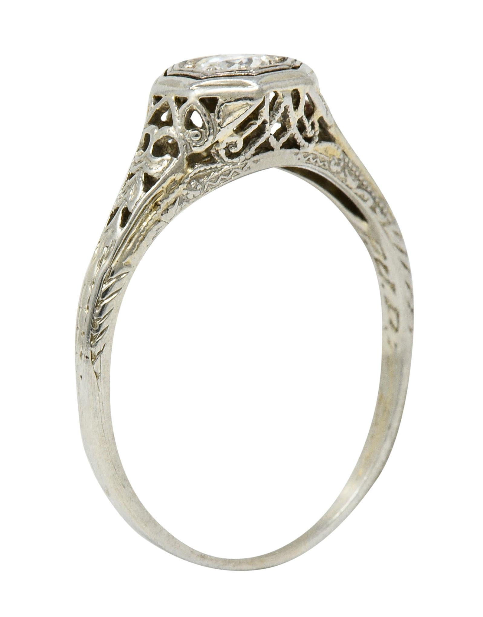 W.W. Fulmer & Co. Diamond 18 Karat White Gold Octagonal Engagement Ring 2