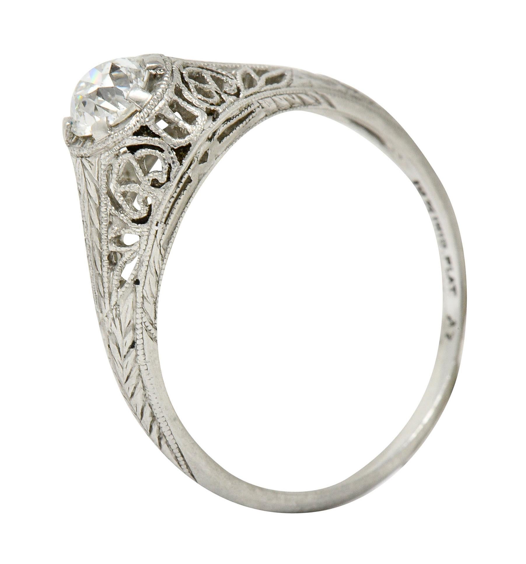 W.W. Fulmer & Co. Diamond Platinum Filigree Engagement Ring 1