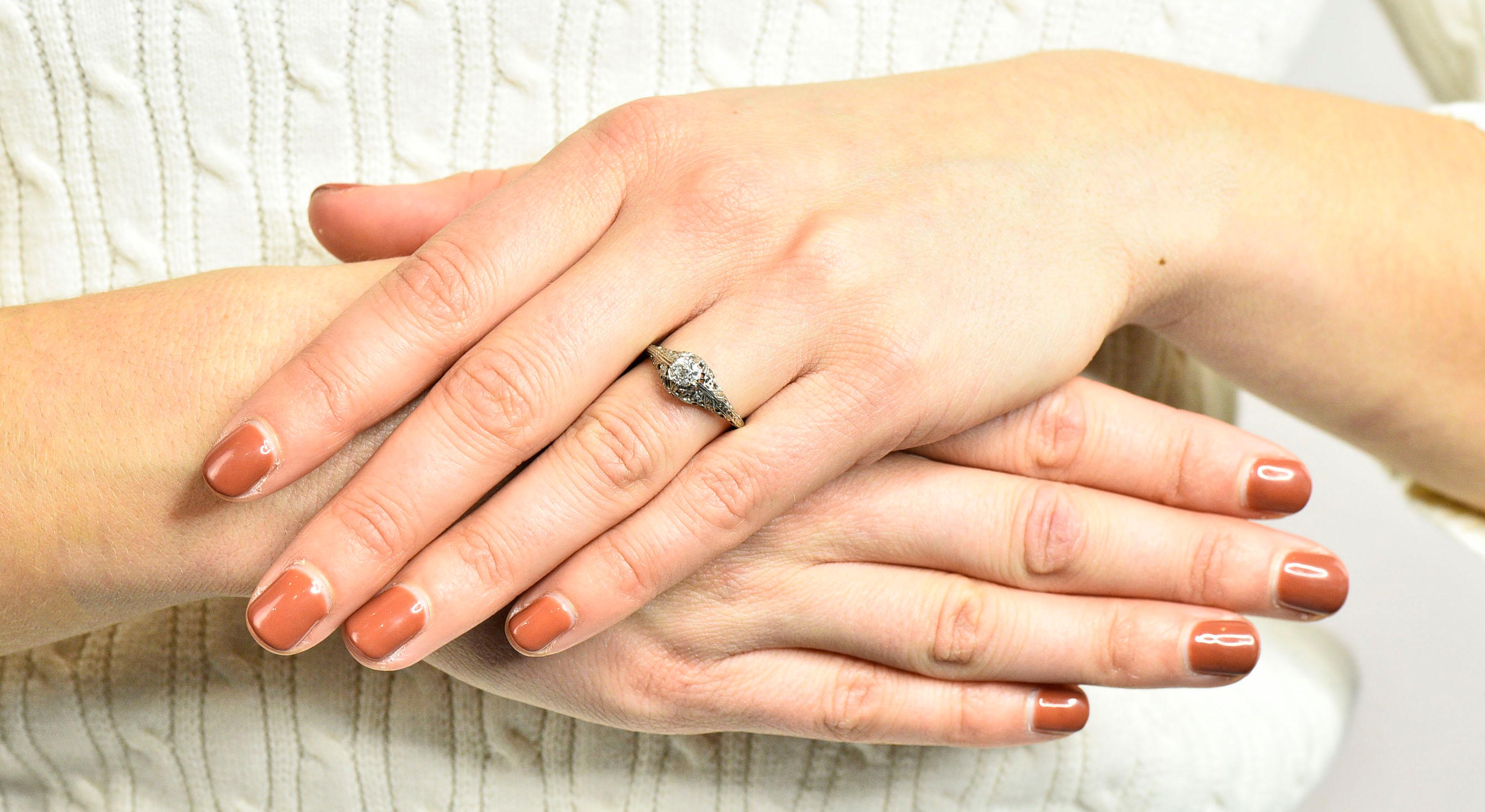 W.W. Fulmer & Co. Diamond Platinum Filigree Engagement Ring 4