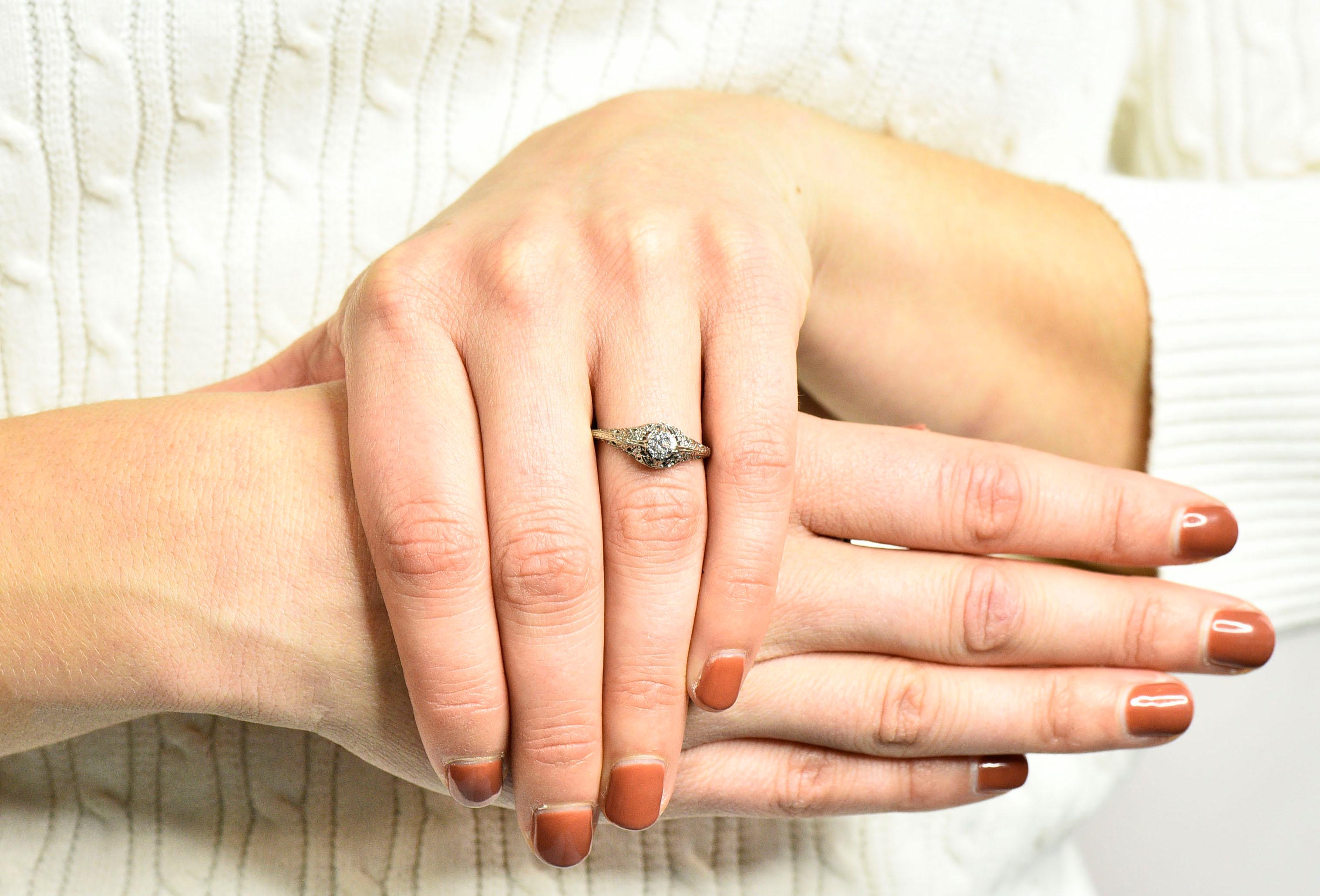 W.W. Fulmer & Co. Diamond Platinum Filigree Engagement Ring 6