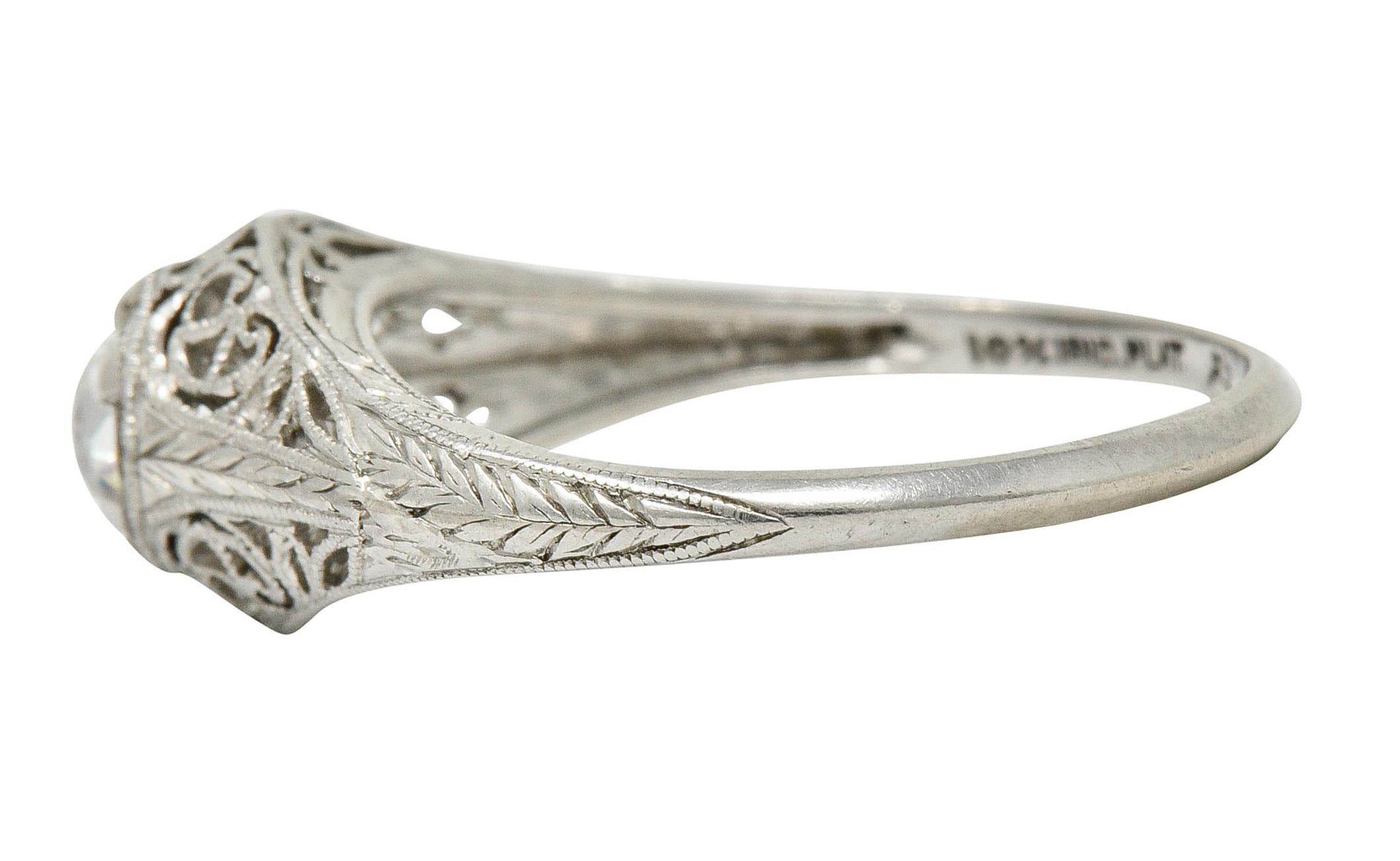 Edwardian W.W. Fulmer & Co. Diamond Platinum Filigree Engagement Ring