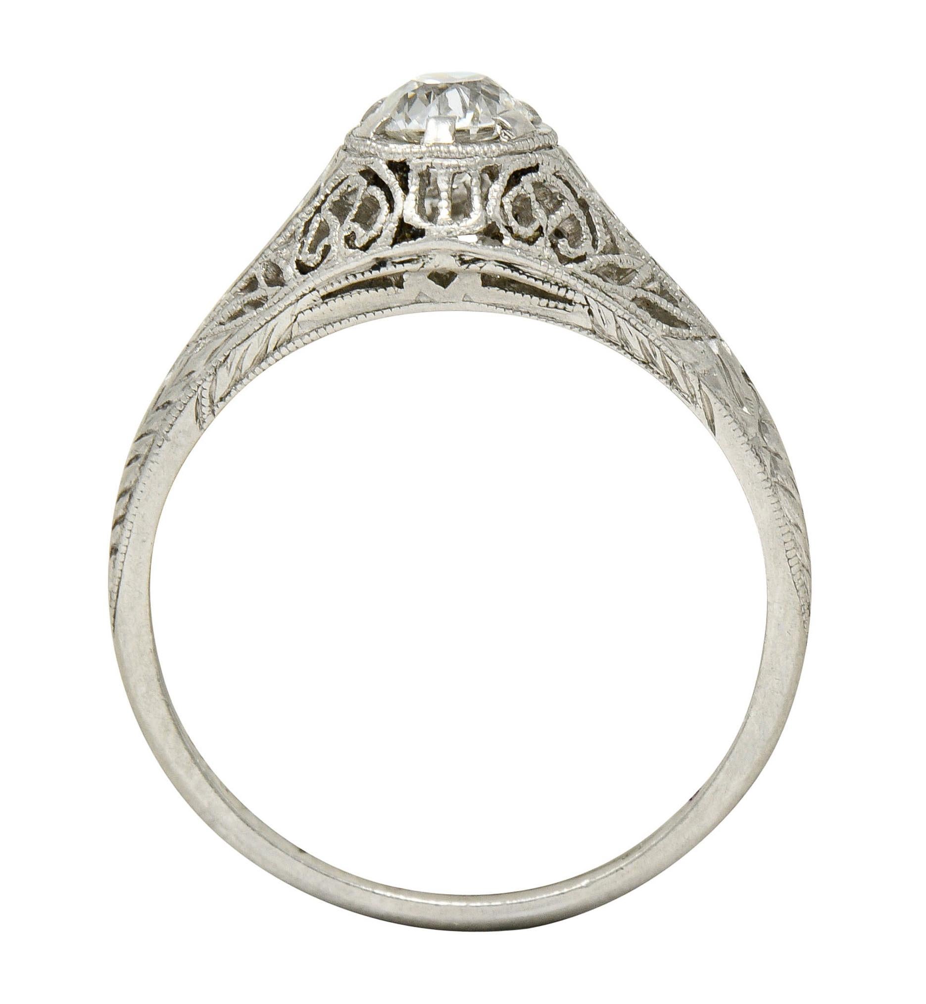 Women's or Men's W.W. Fulmer & Co. Diamond Platinum Filigree Engagement Ring