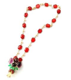 'WW' poured glass/paste and paste pearl 'Loulou' pendant necklace, France, 2018