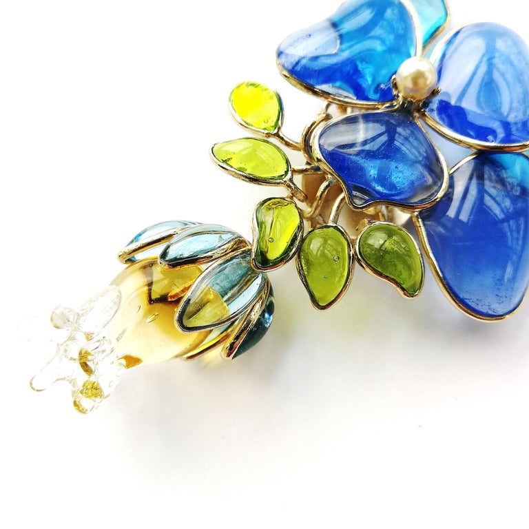 'WW' poured glass, paste and paste pearl 'Loulou' pendant necklace