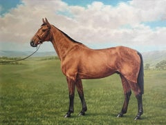 Portrait of a Thoroughbred Horse, Gay Trip, Equestrian Oil Painting 