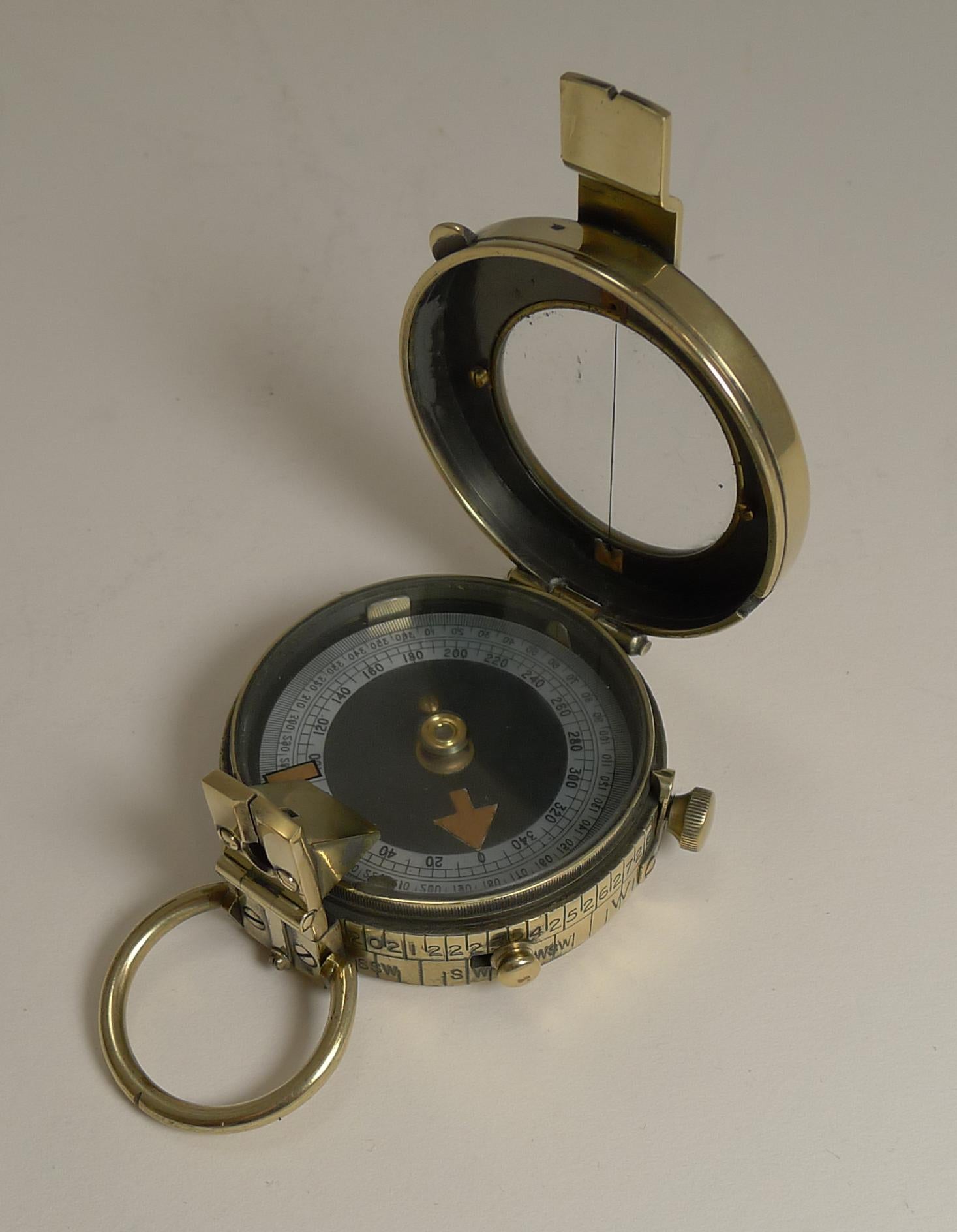 Brass WWI 1918 British Army Officer's Compass by J H Steward, London