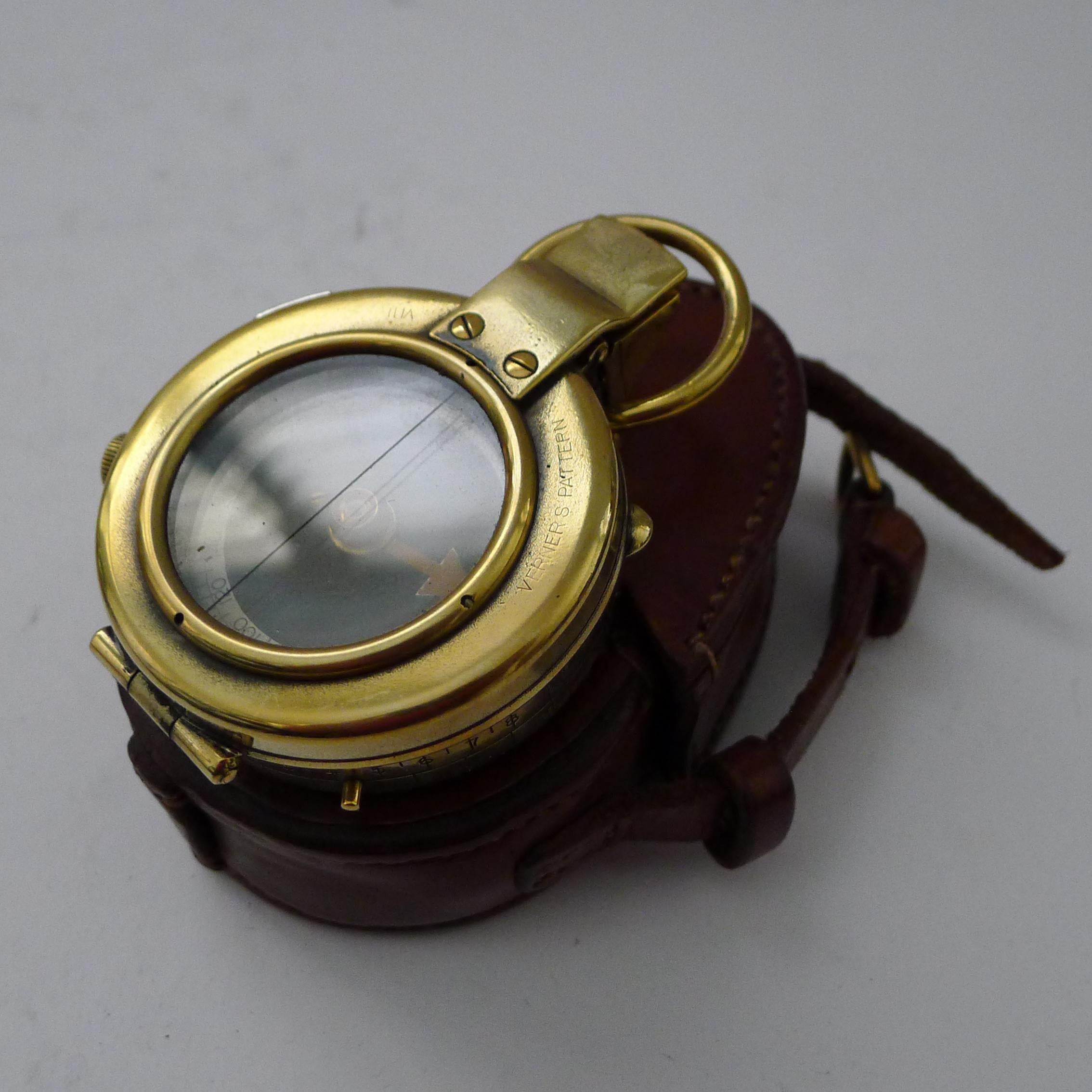 Brass WW1 1918 British Army Officer's Compass - Verner's Patent MK VII by French Ltd. For Sale