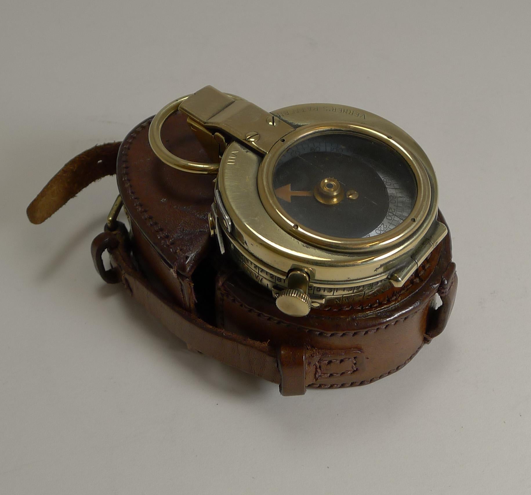 This is an excellent original example of the MK VIII. It is fully functioning, has a brass case and is mounted with lanyard ring. The glass face and numbered brass outer ring are perfectly intact. The lid is stamped 'Verner's Patent VIII'. The rear