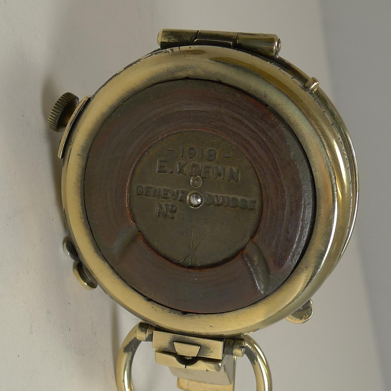 Brass WW1 1918 British Army Officer's Compass, Verner's Patent MK VIII by E. Koehn