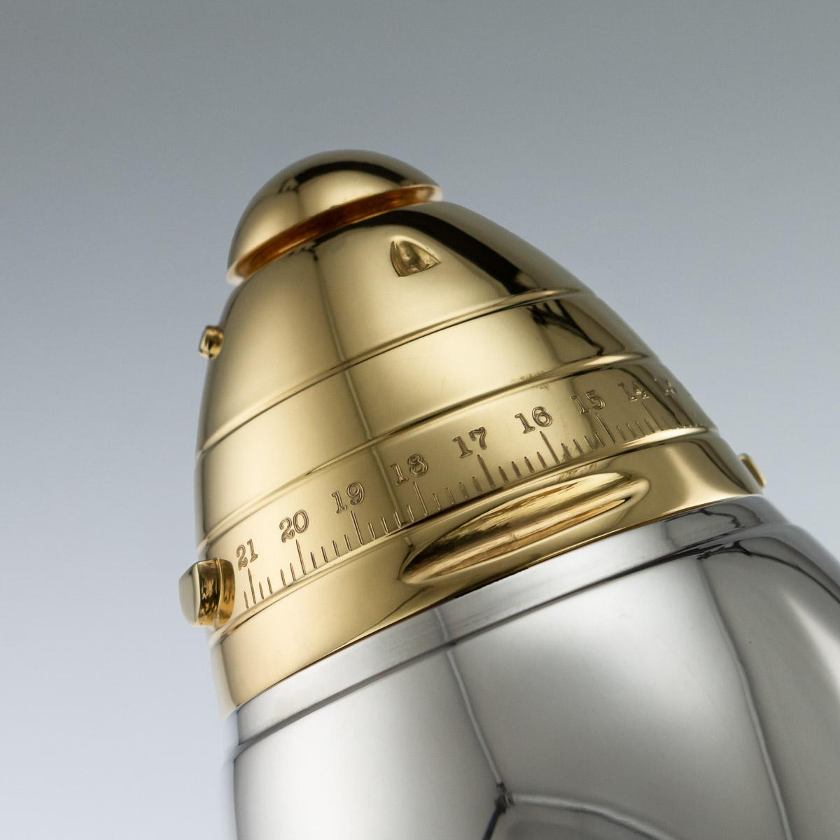 Sterling Silver WW1 Artillery Shell Solid Silver Cocktail Shaker, Pushkin Alexander, circa 2019