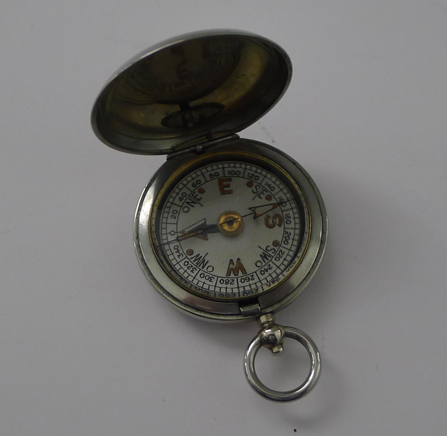 Nickel WW1 British Army Officer's Compass - C Haseler & Son c.1918