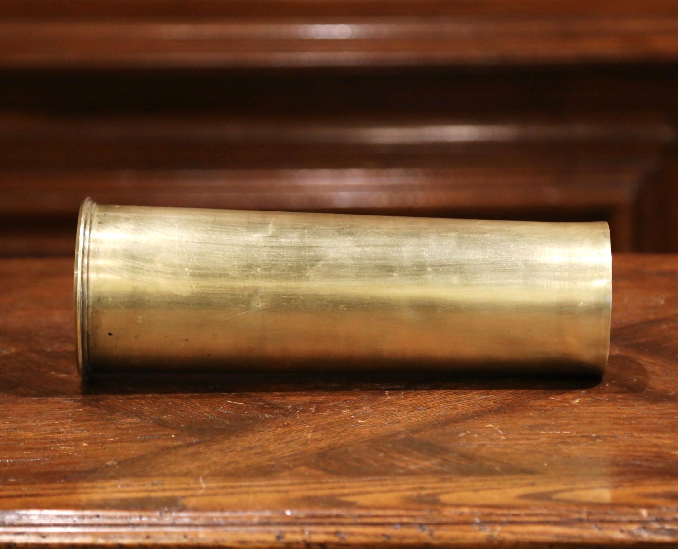 Patinated WW1 British Brass Artillery Shell Casing Vase Dated 1918