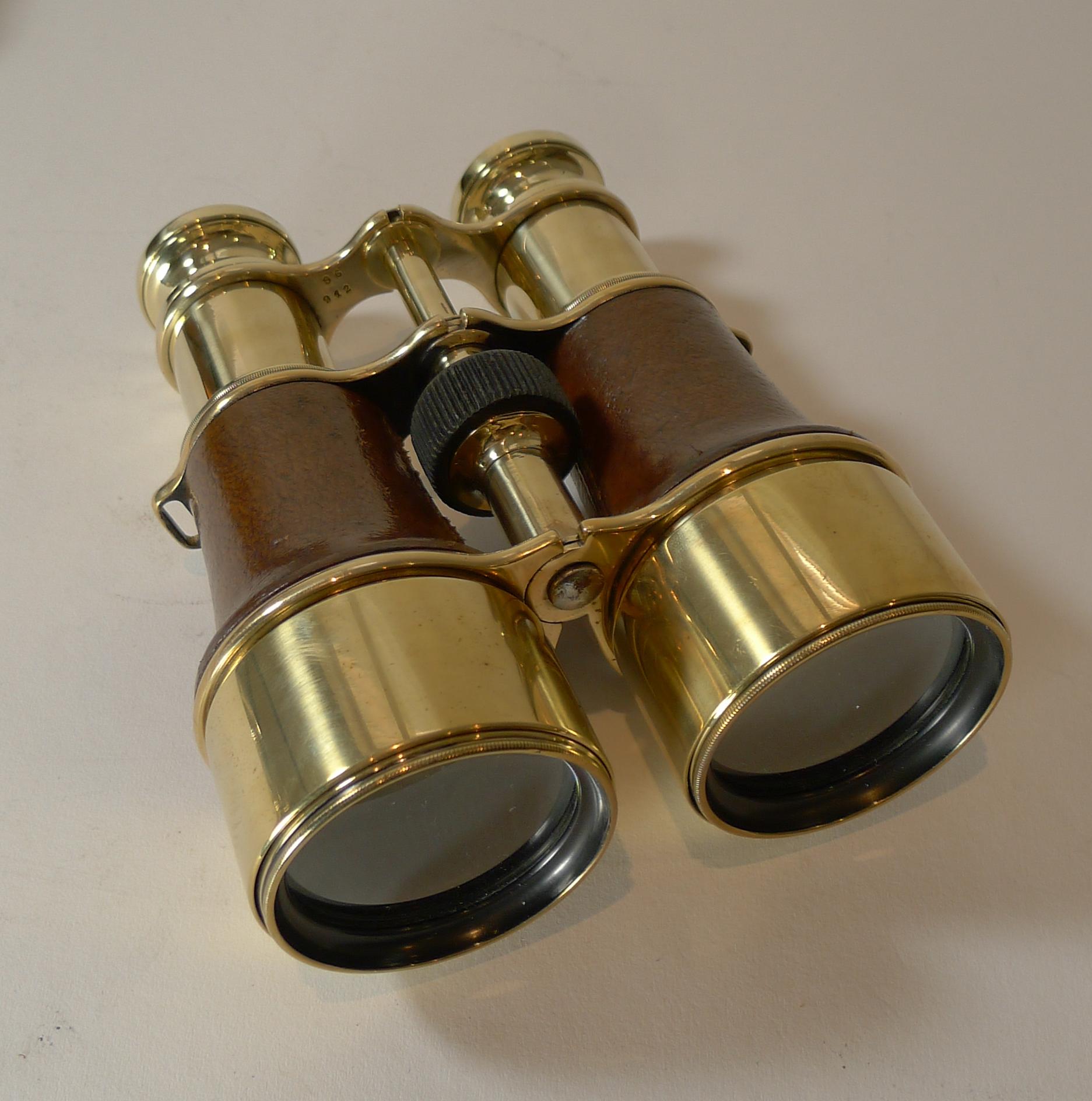 Early 20th Century WW1 Issued Antique French Binoculars Signed L. Petit, Paris