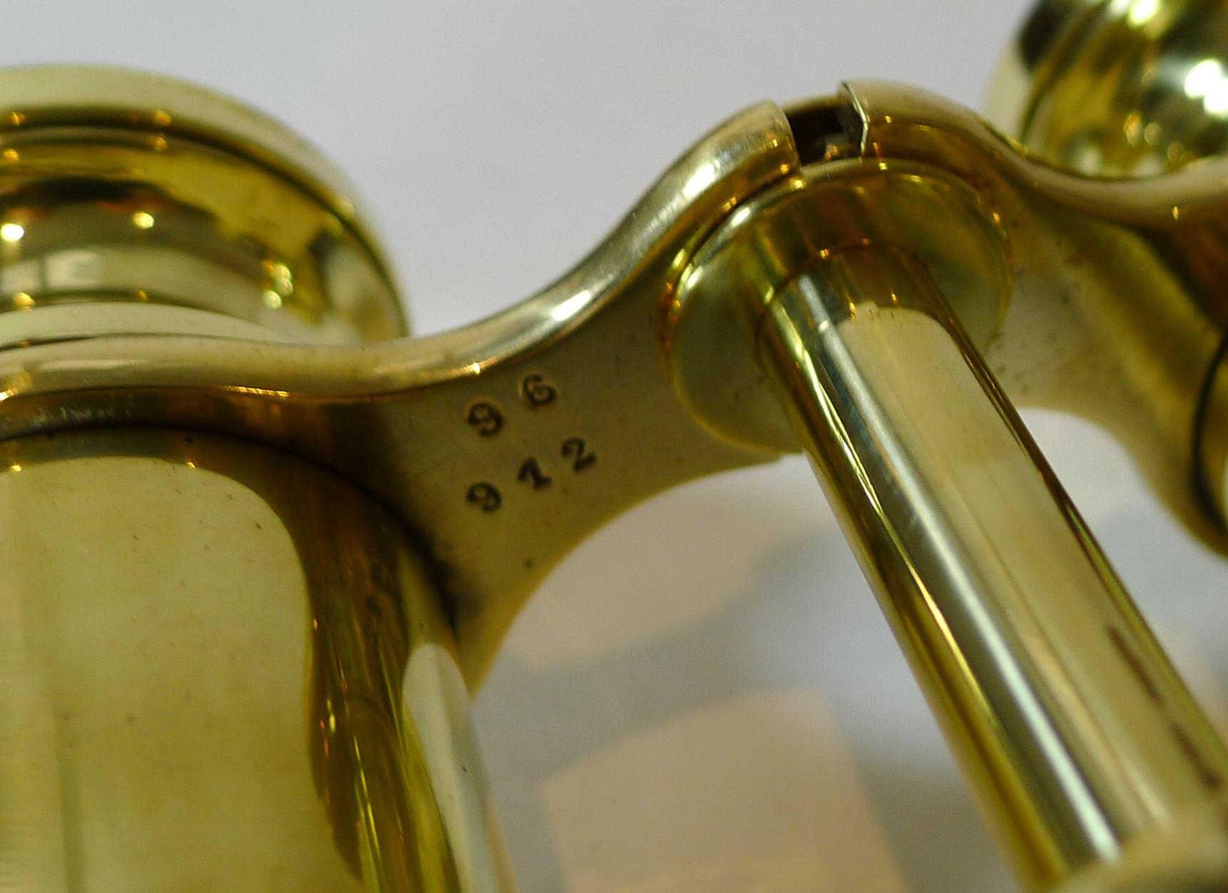 Brass WW1 Issued Antique French Binoculars Signed L. Petit, Paris
