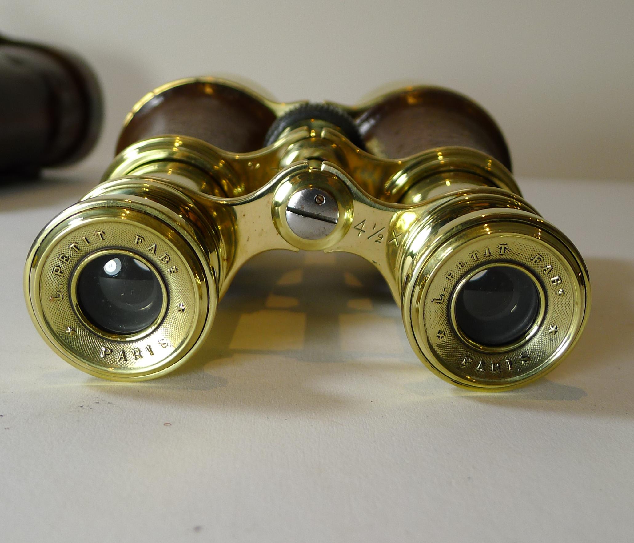 WW1 Issued Antique French Binoculars Signed L. Petit, Paris 2
