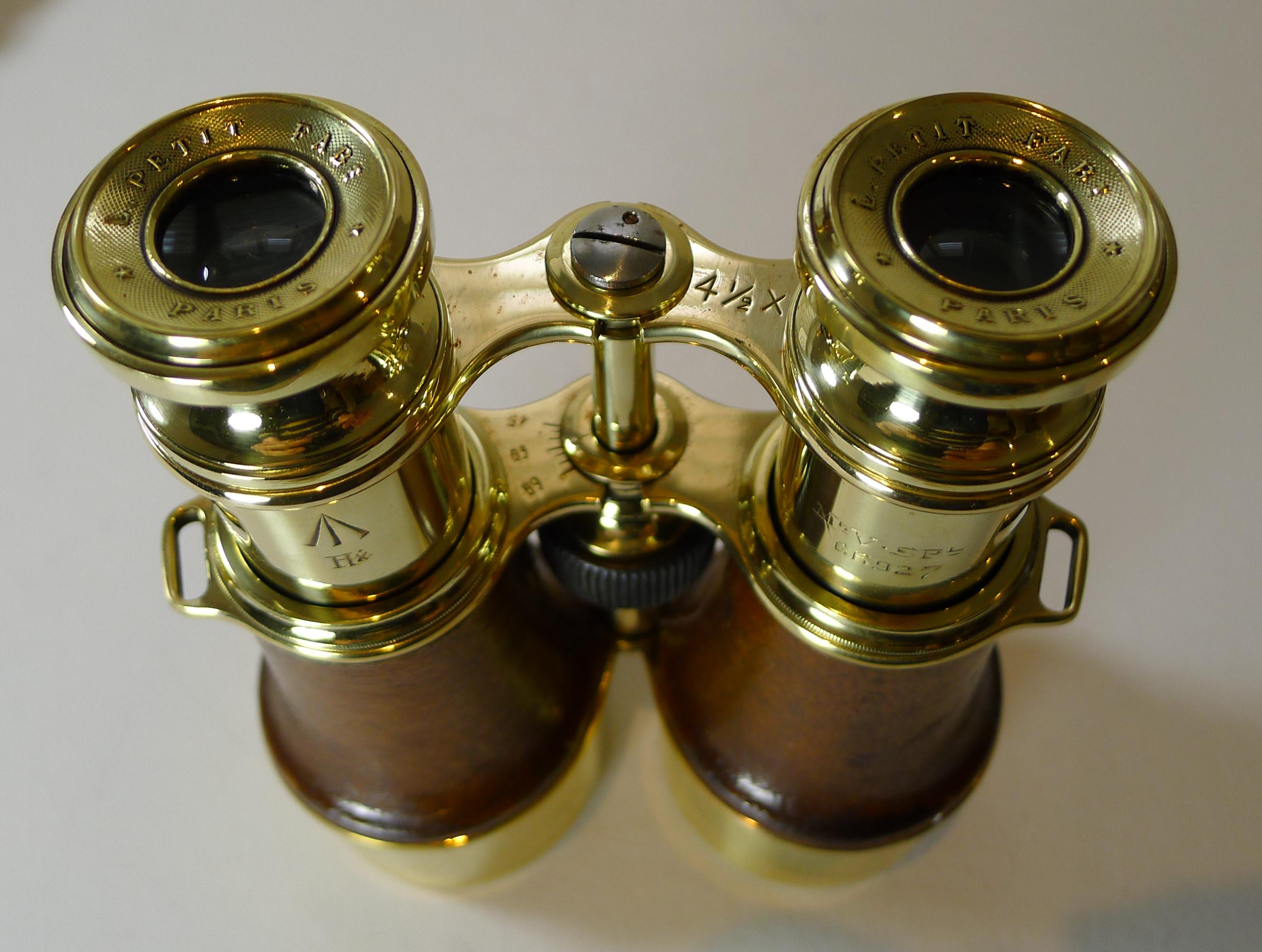 WW1 Issued Antique French Binoculars Signed L. Petit, Paris 3