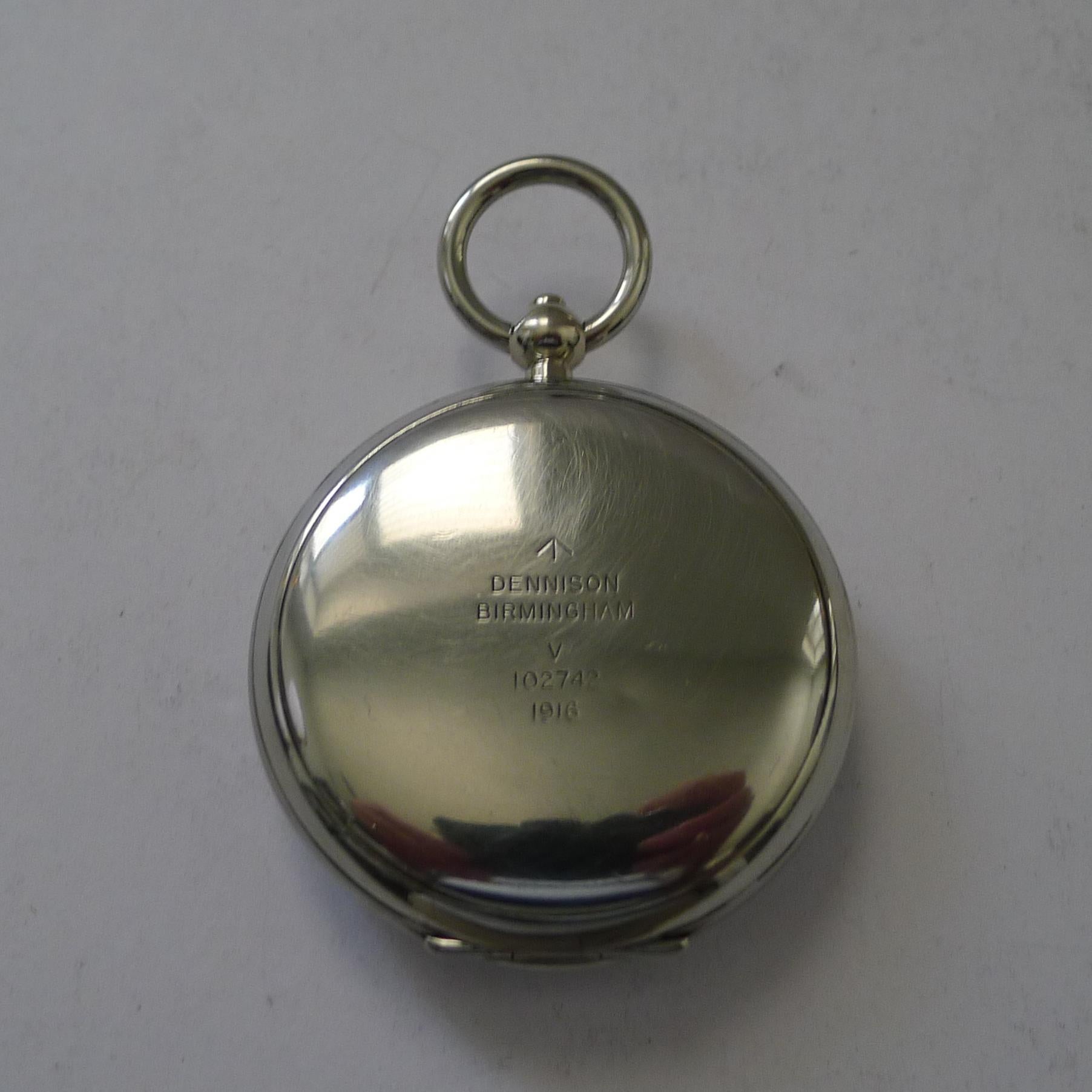 British WW1 Mark V Pocket Compass by Dennison, Birmingham - 1916 For Sale