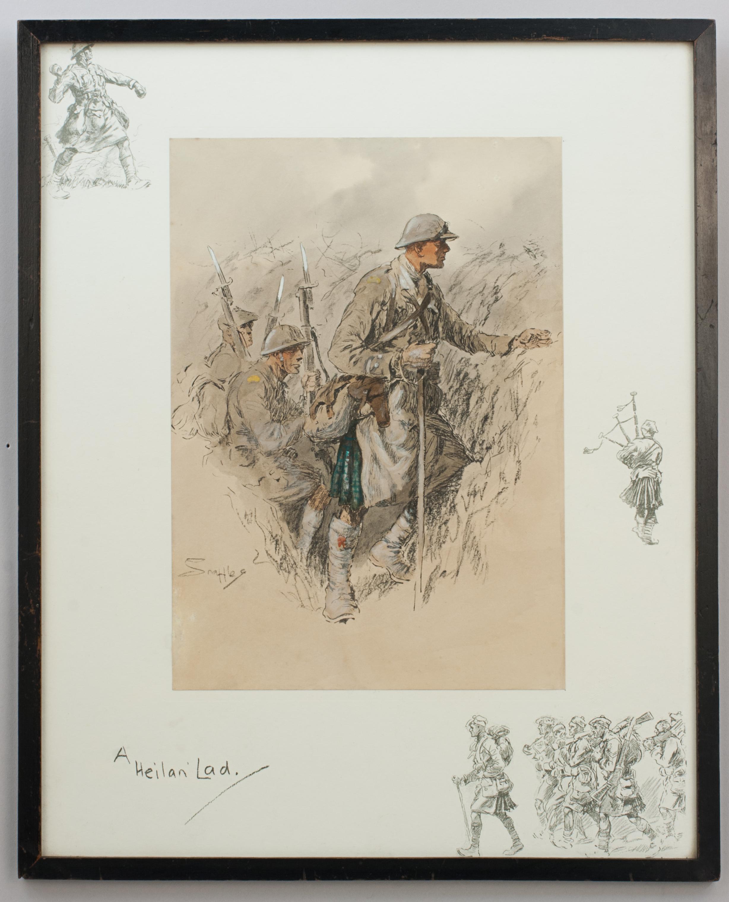WW1 Military Print Heilan' Lad by Snaffles In Good Condition For Sale In Oxfordshire, GB