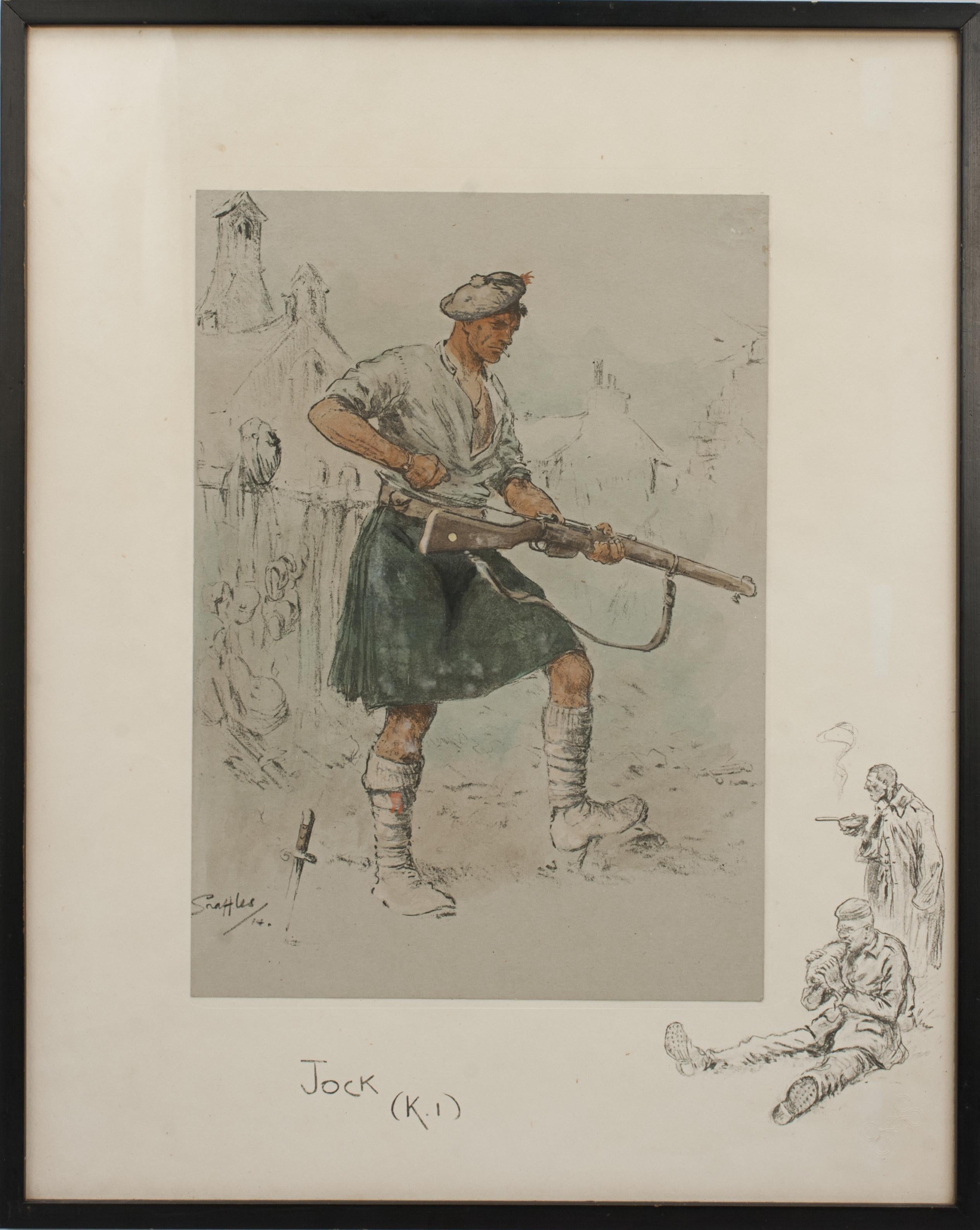 British WW1 Military Print, Jock K1, by Snaffles For Sale
