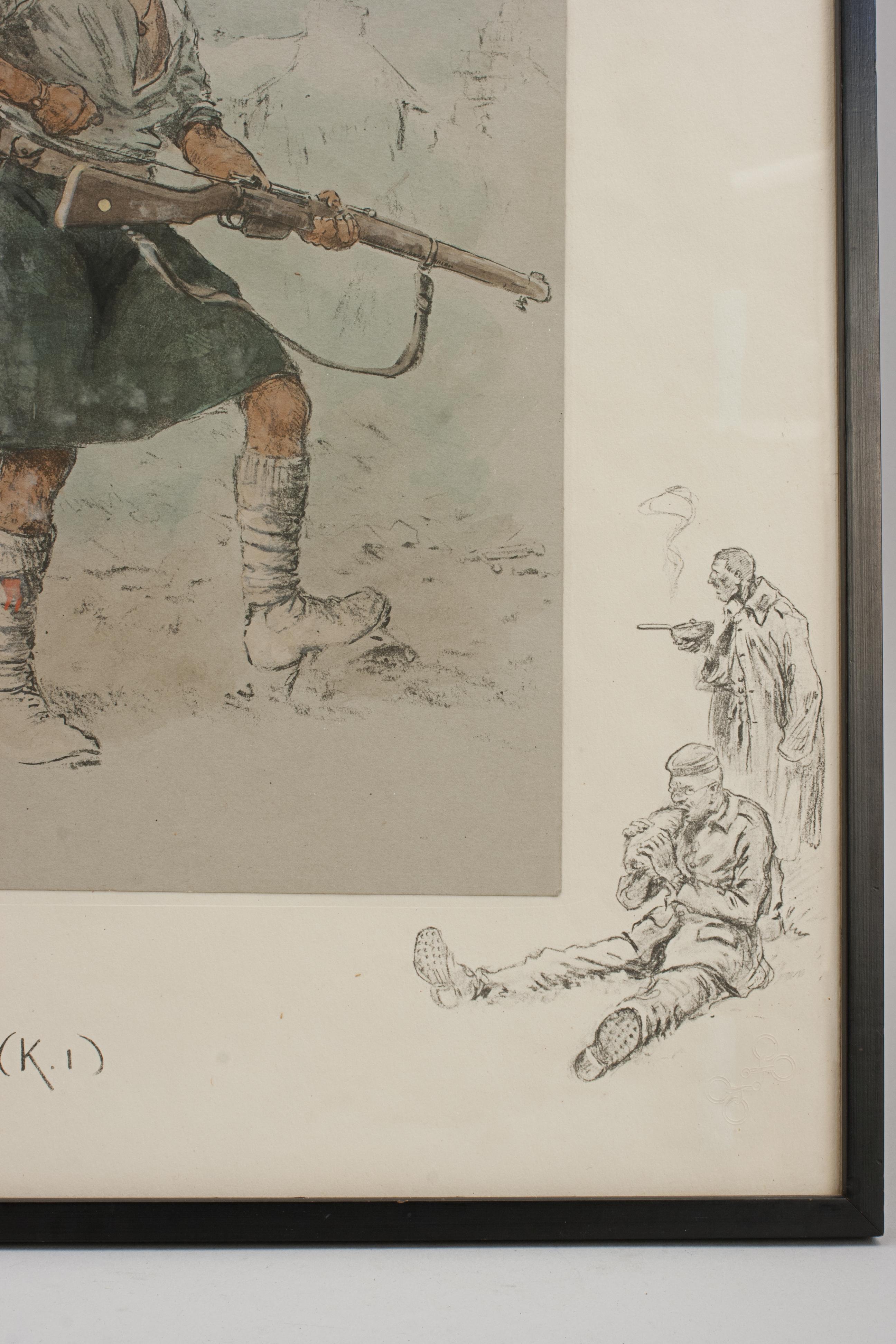 WW1 Military Print, Jock K1, by Snaffles In Good Condition For Sale In Oxfordshire, GB