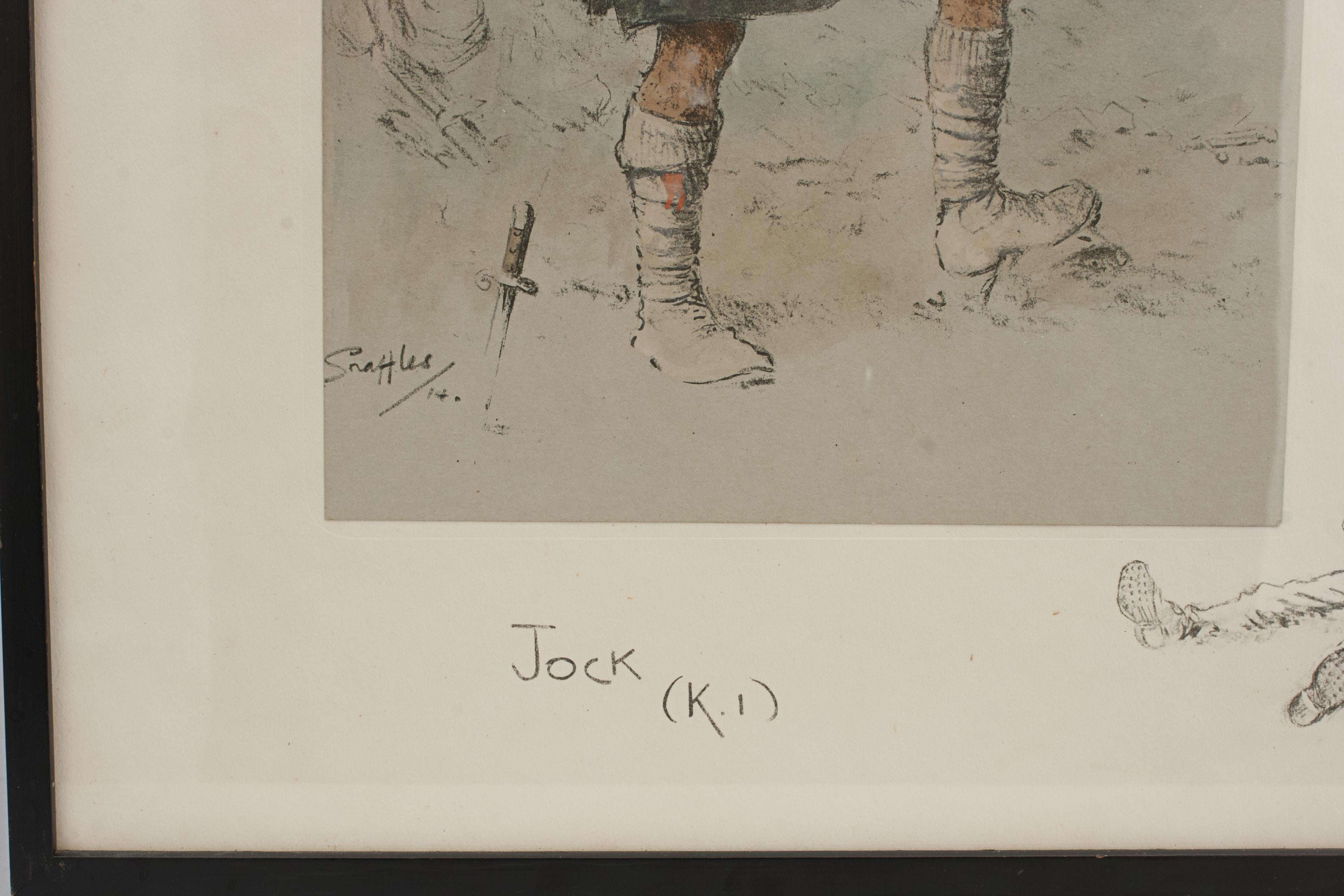 Paper WW1 Military Print, Jock K1, by Snaffles For Sale