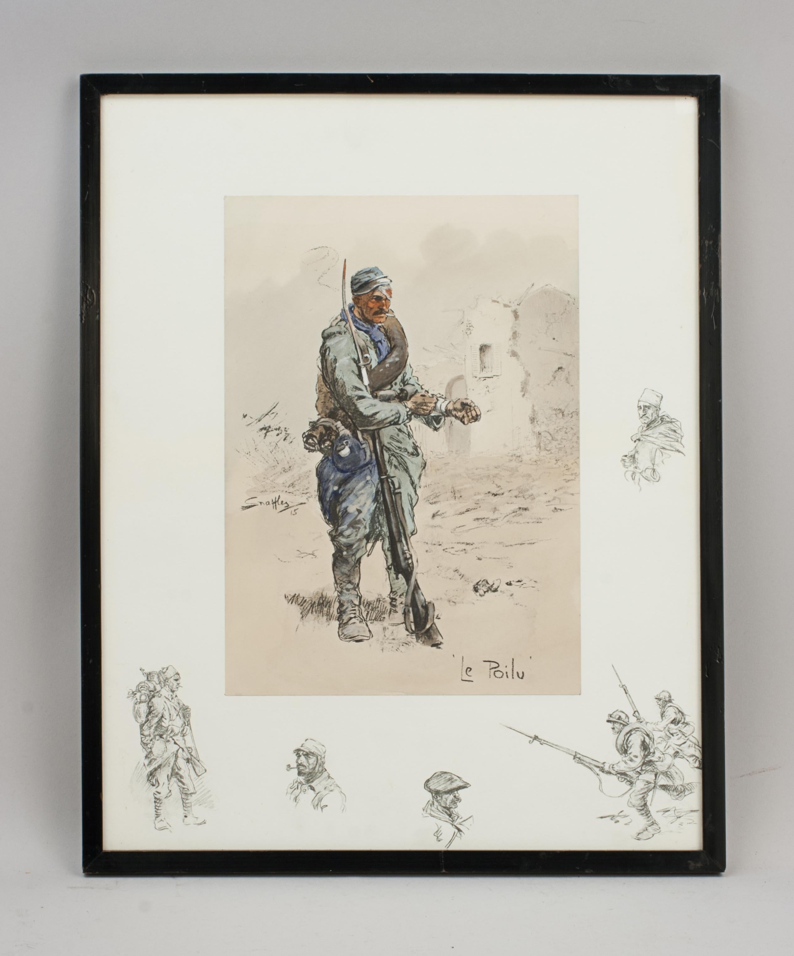 English WW1 Military Print Le Poilu, by Snaffles For Sale