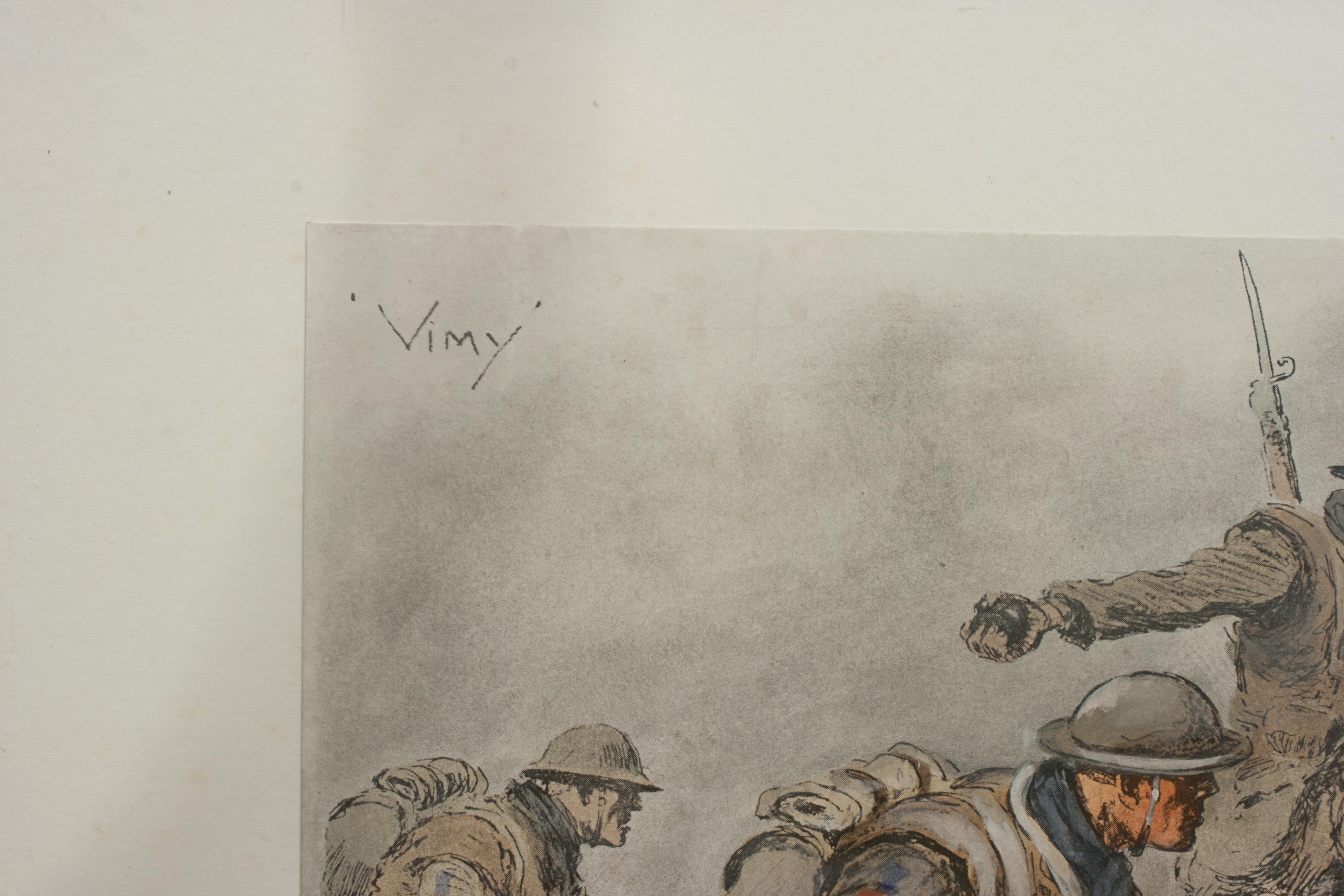 20ième siècle Gravure militaire WW1, Vimy, par Snaffles en vente