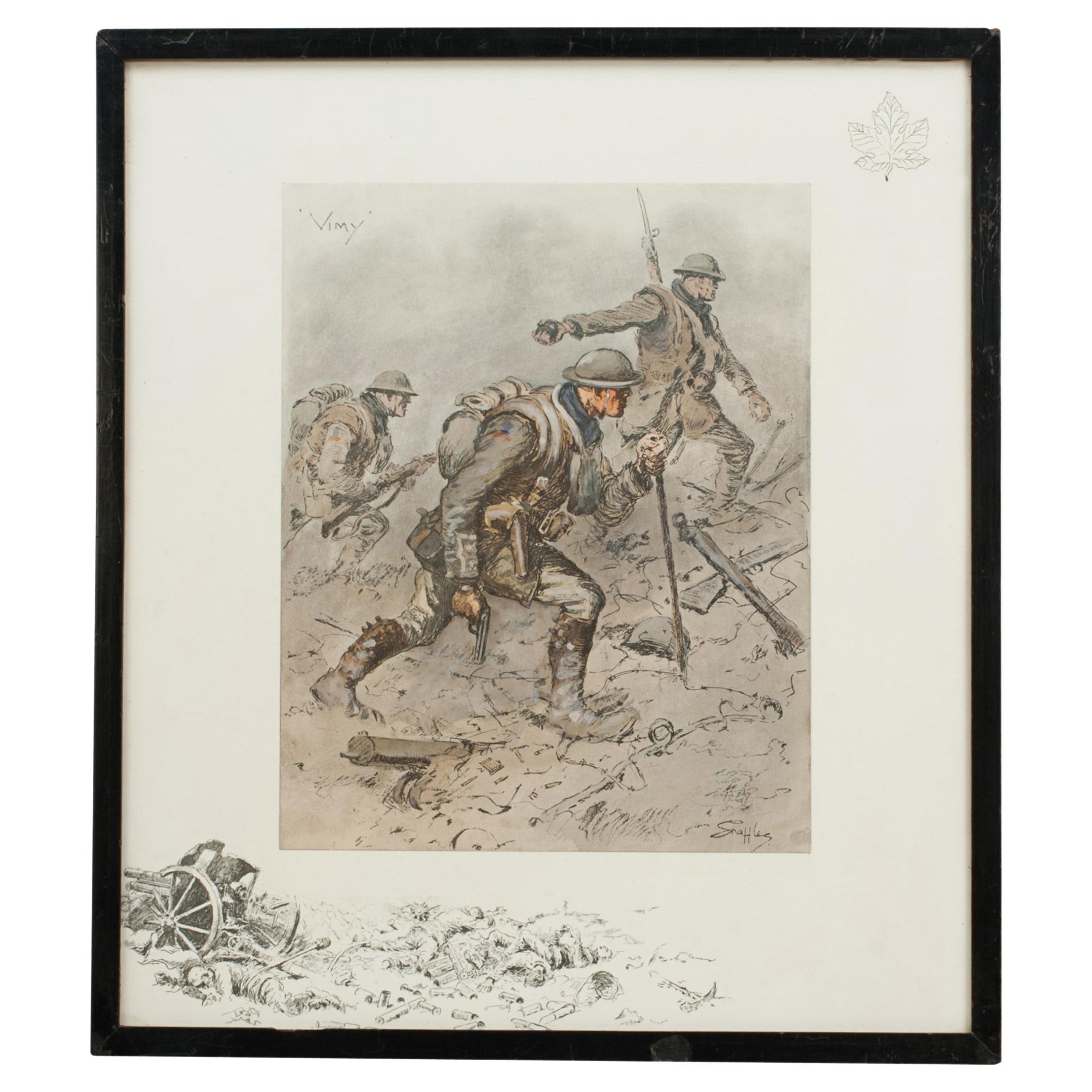 Gravure militaire WW1, Vimy, par Snaffles
