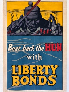 WW1 original poster Beat back the Hun with liberty bonds by Frederick Strothmann