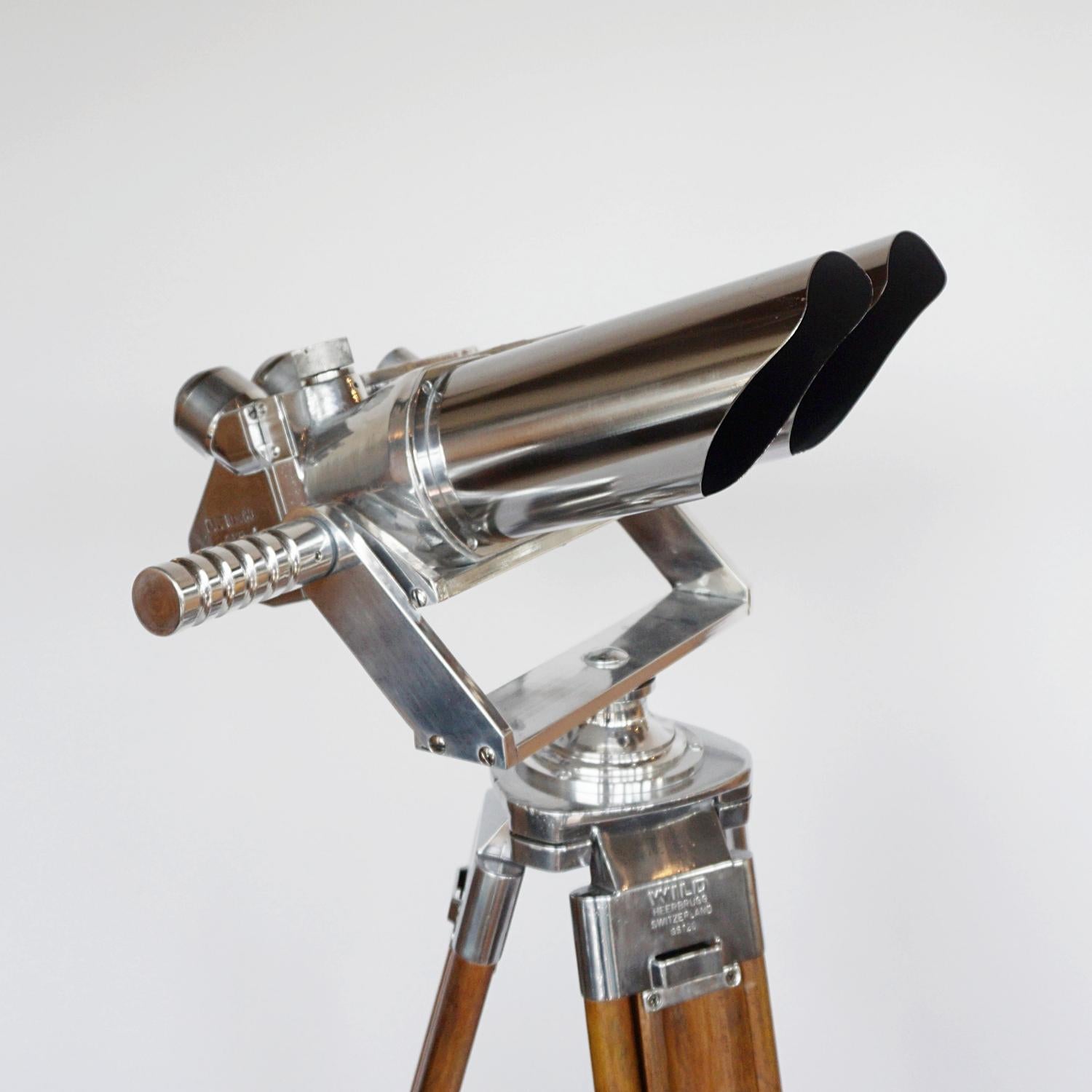 Chrome WW11 Obersvation Binoculars Designed by Emil Busch for Zeiss