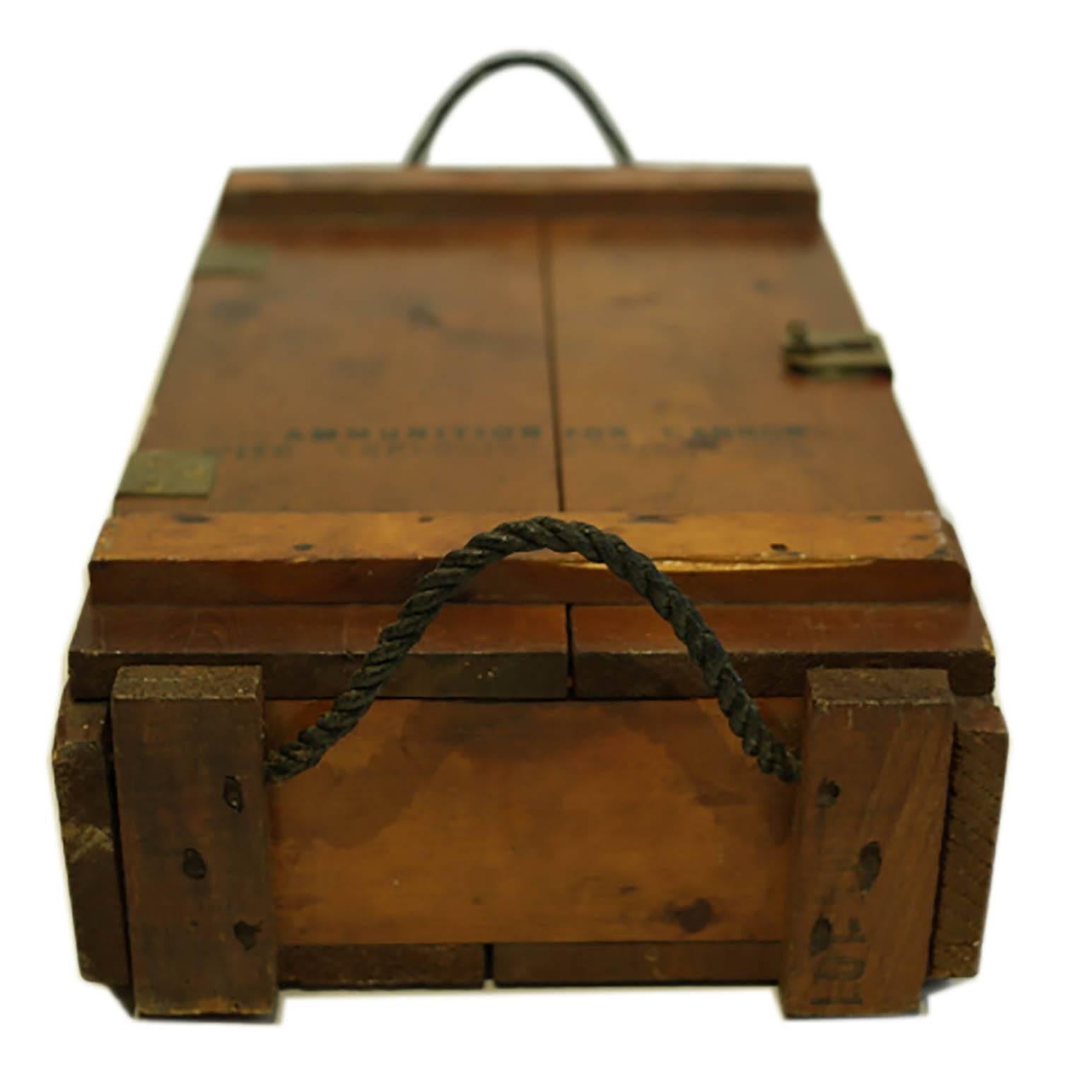 Rope WW11 Wooden Mortar Cartidge Box, circa 1940s