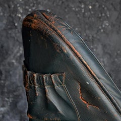 WW2 English Green Leather and Metal Bomber Aircraft Flight Chair