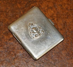 WW2 SILVER PLATED ROYAL CANADiAN ORDNANCE CORPS BADGE ON CIGARETTE CASE