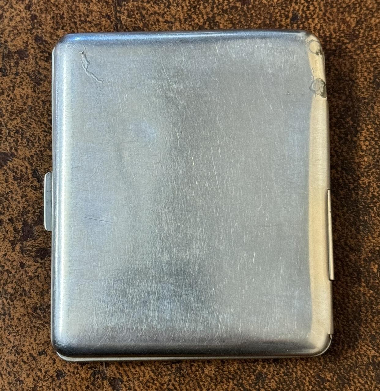 WW2 SILVER PLATED ROYAL CANADiAN ORDNANCE CORPS BADGE ON CIGARETTE CASE For Sale 1