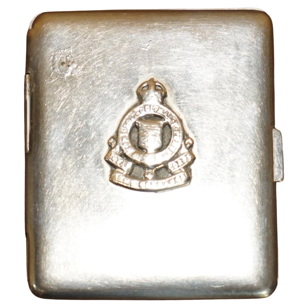 WW2 SILVER PLATED ROYAL CANADiAN ORDNANCE CORPS BADGE ON CIGARETTE CASE For Sale