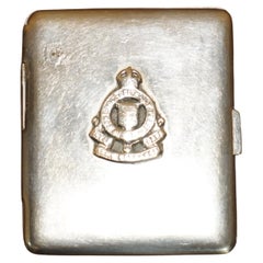 Vintage WW2 SILVER PLATED ROYAL CANADiAN ORDNANCE CORPS BADGE ON CIGARETTE CASE