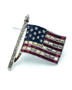 WW2 US Patriotic pave and enamel brooch made Trifari 1940