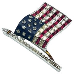 WW2 US Patriotic pave and enamel brooch made Trifari 1940